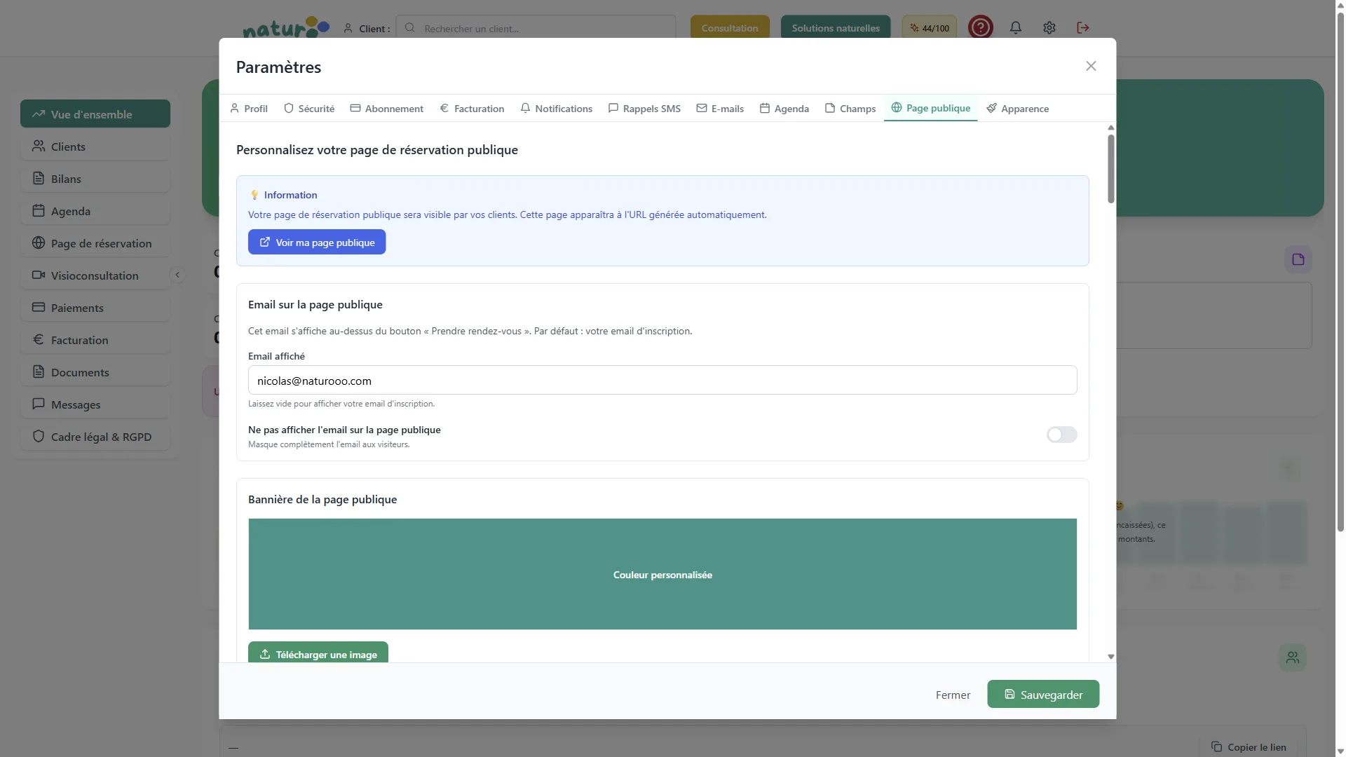 Page publique Naturooo - SEO vitrine naturopathe